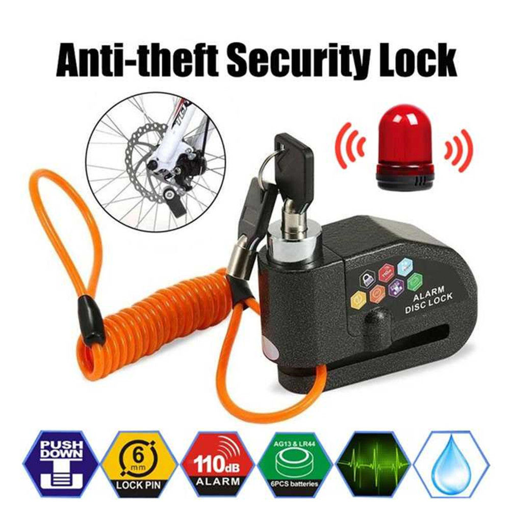 110DB Motorcycle Anti-theft Wheel Disc Lock Security Alarm ...